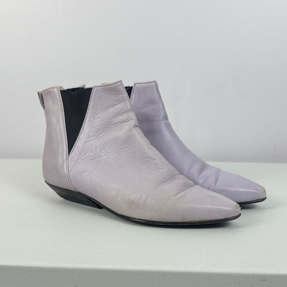 Vintage Hobbs London Chelsea Lavender Leather Pointed-Toe 80’s Boots Size 5 - Picture 2 of 11